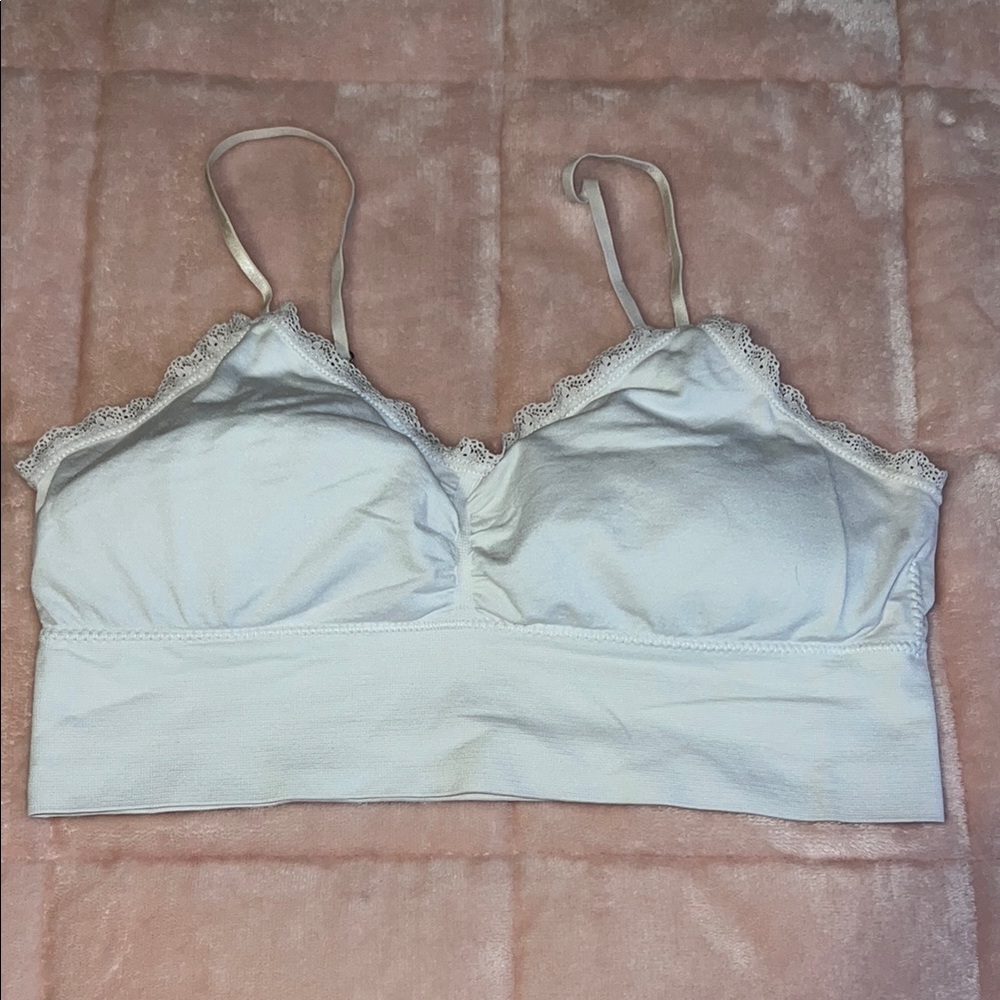Lace Trim White Bralette